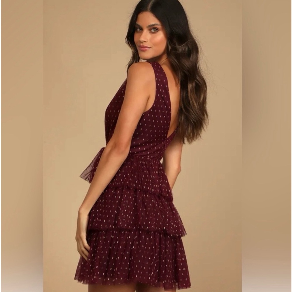 Lulu's Burgundy Polka Dot Mini Dress